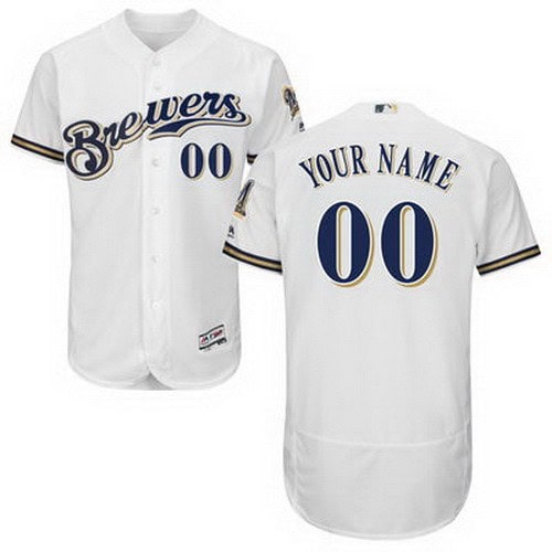 Milwaukee Brewers Customized White FlexBase Jersey