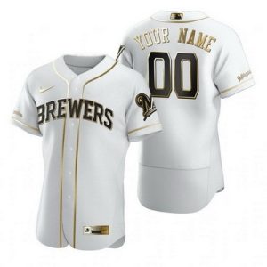 Milwaukee Brewers Customized White Gold 2020 FlexBase Jersey