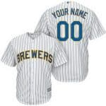 Milwaukee Brewers Customized White Stripes Cool Base Jersey