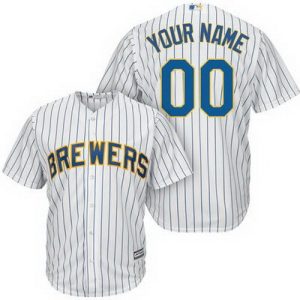 Milwaukee Brewers Customized White Stripes Cool Base Jersey