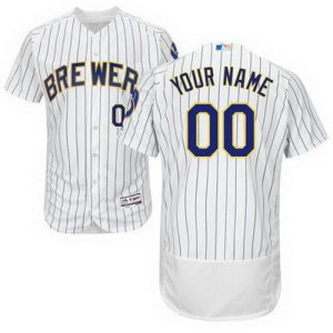 Milwaukee Brewers Customized White Stripes FlexBase Jersey
