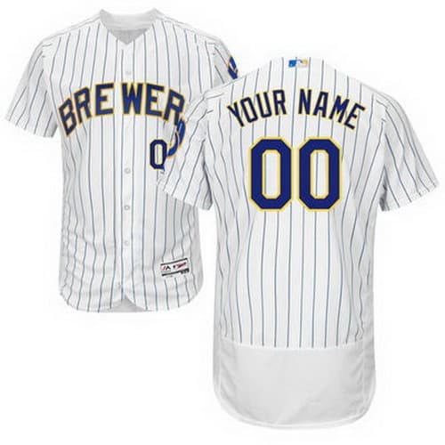 Milwaukee Brewers Customized White Stripes FlexBase Jersey