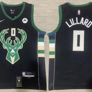 Milwaukee Bucks #0 Damian Lillard Black Icon Sponsor Swingman Jersey