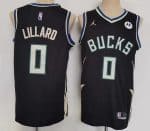 Milwaukee Bucks #0 Damian Lillard Black Statement Icon Sponsor Swingman Jersey
