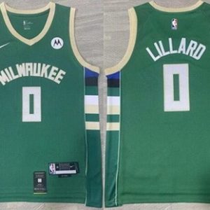 Milwaukee Bucks #0 Damian Lillard Green Icon Sponsor Swingman Jersey