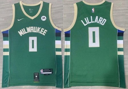 Milwaukee Bucks #0 Damian Lillard Green Icon Sponsor Swingman Jersey