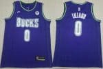 Milwaukee Bucks #0 Damian Lillard Purple Classic Icon Sponsor Swingman Jersey