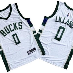 Milwaukee Bucks #0 Damian Lillard White Icon Swingman Jersey