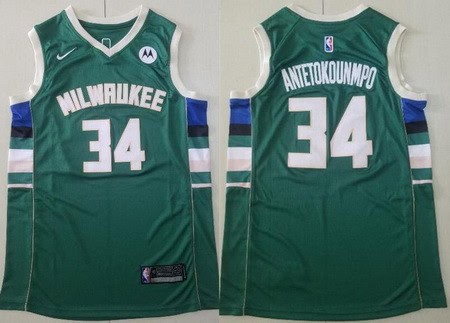 Milwaukee Bucks #34 Giannis Antetokounmpo Green Icon Sponsor Swingman Jersey