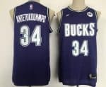 Milwaukee Bucks #34 Giannis Antetokounmpo Purple Classic Icon Sponsor Swingman Jersey