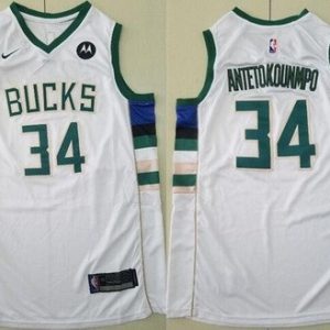 Milwaukee Bucks #34 Giannis Antetokounmpo White Icon Sponsor Swingman Jersey