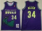 Milwaukee Bucks #34 Ray Allen Purple 1996 Throwback Swingman Jersey