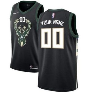 Milwaukee Bucks Custom Black Icon Hot Press Jersey