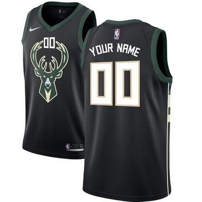 Milwaukee Bucks Custom Black Icon Hot Press Jersey