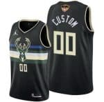 Milwaukee Bucks Custom Black Statement 2021 Finals Icon Hot Press Jersey