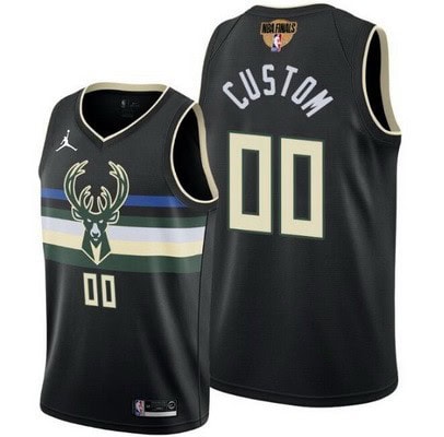 Milwaukee Bucks Custom Black Statement 2021 Finals Icon Hot Press Jersey