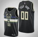 Milwaukee Bucks Custom Black Statement Icon Hot Press Jersey