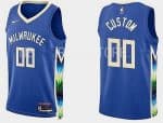 Milwaukee Bucks Custom Blue 2022 City Icon Heat Press Jersey