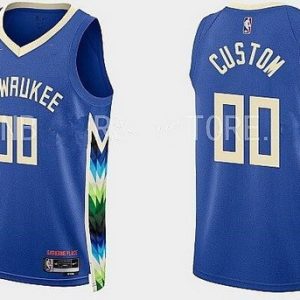 Milwaukee Bucks Custom Blue 2022 City Icon Heat Press Jersey