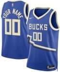 Milwaukee Bucks Custom Blue 2024 City Heat Press Jersey