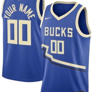 Milwaukee Bucks Custom Blue 2024 City Heat Press Jersey