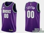 Milwaukee Bucks Custom Purple 2022 Classic Icon Hot Press Jersey
