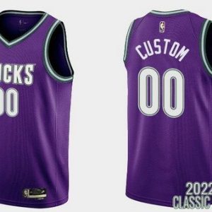Milwaukee Bucks Custom Purple 2022 Classic Icon Hot Press Jersey