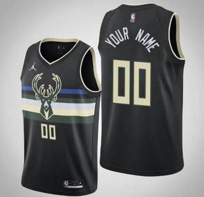 Milwaukee Bucks Customized Black Statement Stitched Swingman Jersey