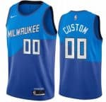 Milwaukee Bucks Customized Blue 2021 City Stitched Swingman Jersey