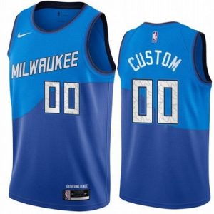 Milwaukee Bucks Customized Blue 2021 City Stitched Swingman Jersey