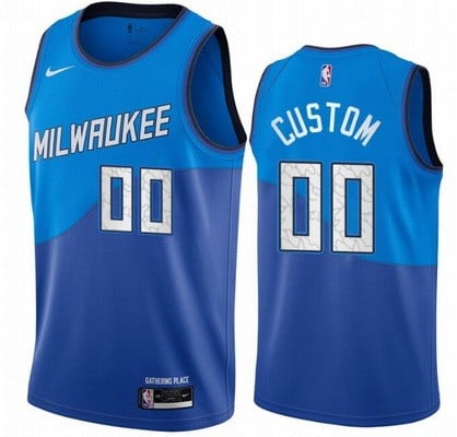 Milwaukee Bucks Customized Blue 2021 City Stitched Swingman Jersey