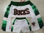 Milwaukee Bucks White Green Just Don Shorts