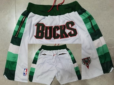 Milwaukee Bucks White Green Just Don Shorts
