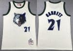 Minnesota Timberwolves #21 Kevin Garnett Cream Chainstitch Throwback Swingman Jersey