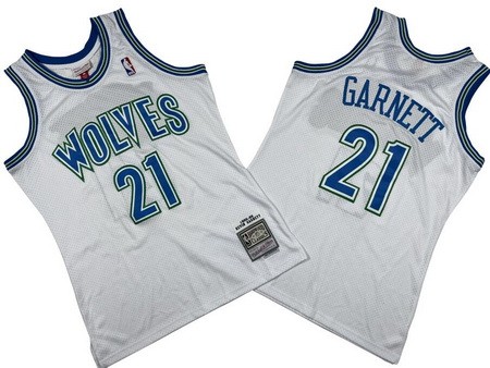 Minnesota Timberwolves #21 Kevin Garnett White 1995 Throwback Swingman Jersey