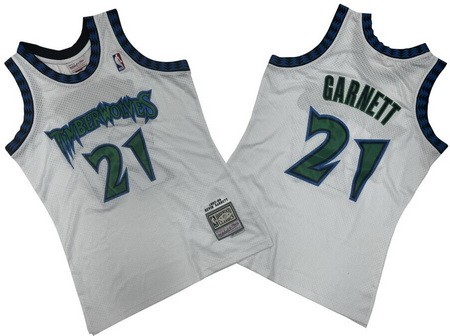 Minnesota Timberwolves #21 Kevin Garnett White 1997 Throwback Swingman Jersey