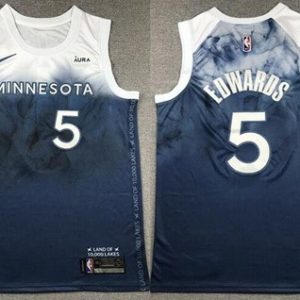 Minnesota Timberwolves #5 Anthony Edwards Navy 2023 City Icon Sponsor Swingman Jersey