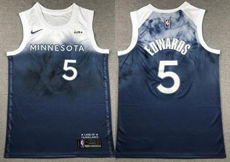 Minnesota Timberwolves #5 Anthony Edwards Navy 2023 City Icon Sponsor Swingman Jersey
