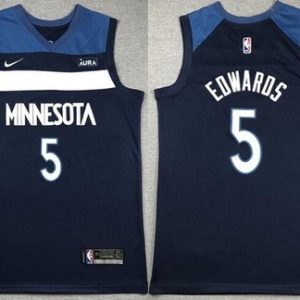 Minnesota Timberwolves #5 Anthony Edwards Navy Icon Sponsor Swingman Jersey