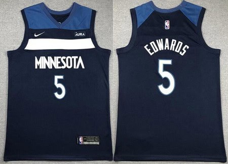 Minnesota Timberwolves #5 Anthony Edwards Navy Icon Sponsor Swingman Jersey