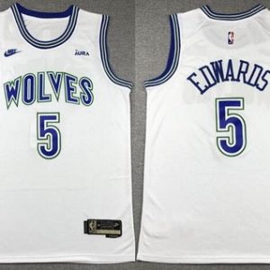 Minnesota Timberwolves #5 Anthony Edwards White Classic Icon Sponsor Swingman Jersey