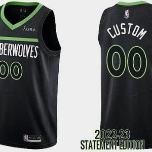 Minnesota Timberwolves Custom Black 2022 Statement Icon Heat Press Jersey