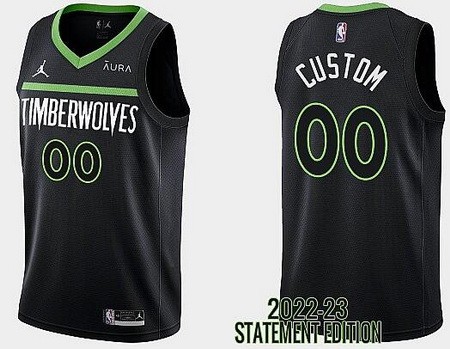 Minnesota Timberwolves Custom Black 2022 Statement Icon Heat Press Jersey