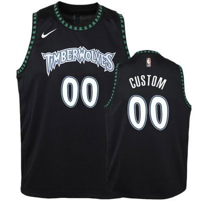 Minnesota Timberwolves Custom Black Classic Icon Hot Press Jersey