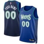 Minnesota Timberwolves Custom Blue City Diamond 75th Icon Hot Press Jersey