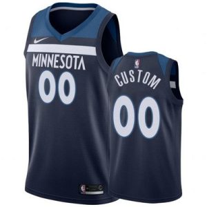 Minnesota Timberwolves Custom Navy Icon Hot Press Jersey