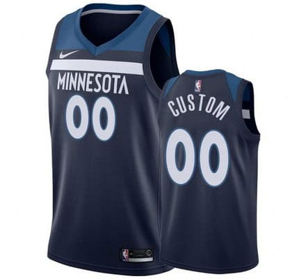 Minnesota Timberwolves Custom Navy Icon Hot Press Jersey