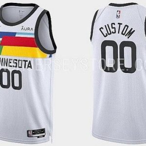 Minnesota Timberwolves Custom White 2022 City Icon Heat Press Jersey