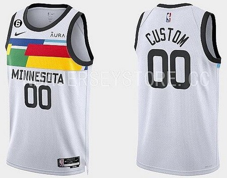 Minnesota Timberwolves Custom White 2022 City Icon Heat Press Jersey
