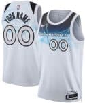 Minnesota Timberwolves Custom White 2024 City Heat Press Jersey